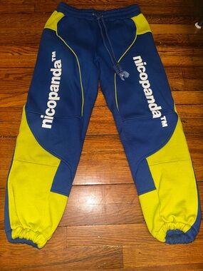 Blue and Lime Colorblock Sweatpants